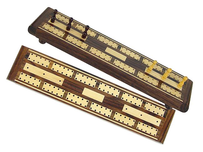 Majestic Flat Cribbage Board in Rosewood / Maple 10" - 2 Tracks