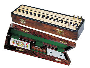 Monarch Cribbage Board & Box in Maple / Ebony 12" - 2 Tracks