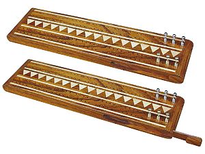 Monarch Flat Cribbage Board in Golden Rosewood / Maple 13" - 2 Tracks