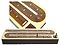 Front and close up view of 4 tracks and points inlaid on cribbage board