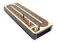 Top view of handcrafted continuous cribbage board wood inlaid