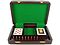 Inner view of cribbage board / box with playing cards and pegs