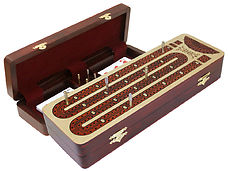Continuous Cribbage Board Maple Inlaid Bloodwood 2 Tracks with Place to mark won games