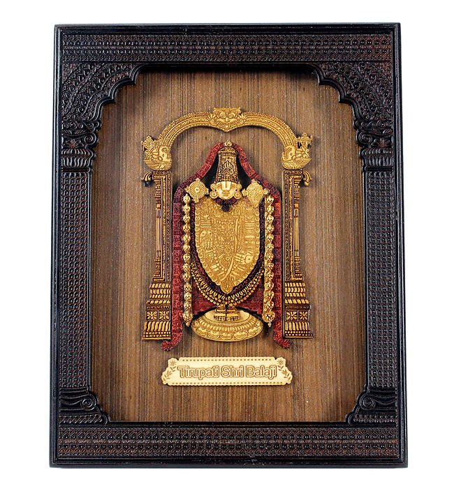Wood Carved Royal Frame Wall Hanging of Balaji Hindu God Venkateswara