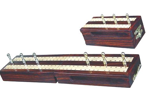 Regalia Travel Folding Cribbage Board in Rosewood / Maple 10" - 2 Tracks