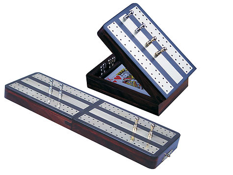 Regalia Folding Cribbage Board & Box in Ebony / Brass 10" - 2 tracks