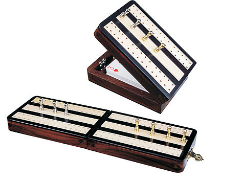 Regalia Folding Cribbage Board & Box in Ebony / Maple 10" - 2 Tracks