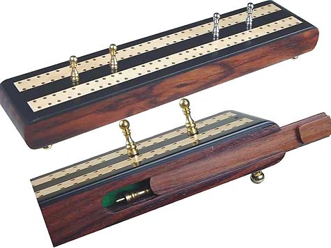 Regalia Flat Cribbage Board in Ebony / Maple 10" - 2 Tracks