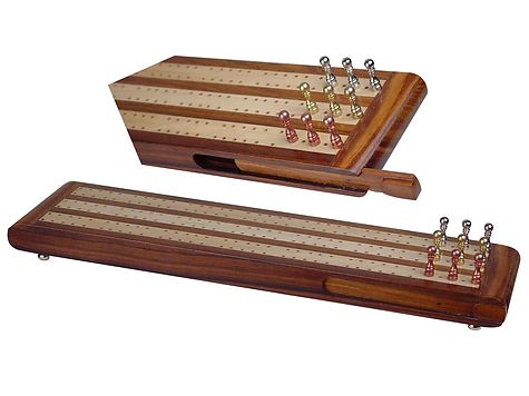 Regalia Flat Cribbage Board in Golden Rosewood / Maple 13" - 3 Tracks