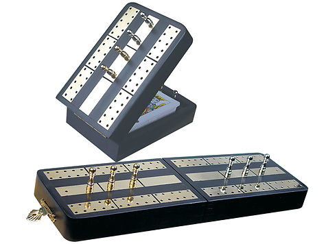 Imperial Folding Cribbage Board & Box in Ebony / Brass 10" - 2 Tracks