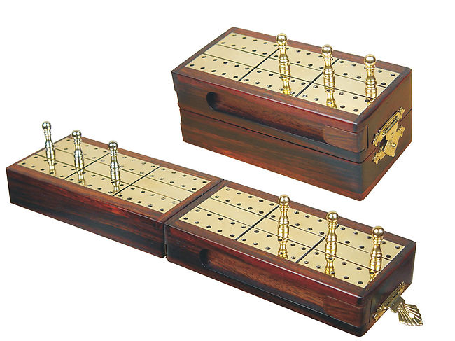 Maple 10" 2 Tracks Box in Golden Rosewood Imperial Folding Cribbage Board 