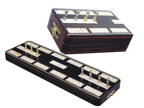 Majestic Folding Cribbage Board & Box in Ebony / Maple 10" - 2 Tracks