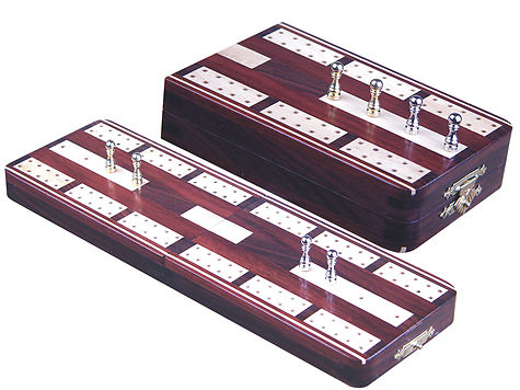 Majestic Folding Cribbage Board & Box in Rosewood / Maple 10" - 2 Tracks