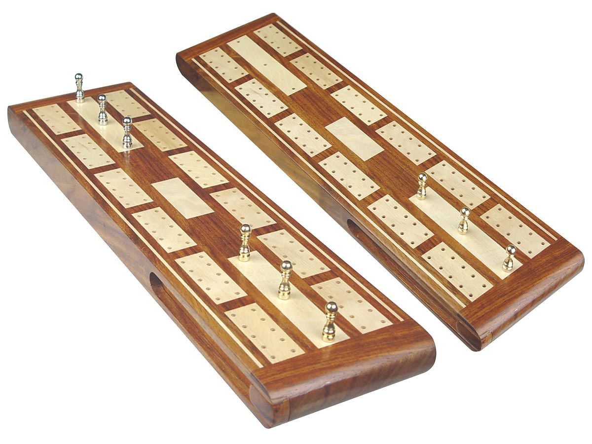 2 Tracks Maple 12" Majestic Cribbage Board & Box in Rosewood 