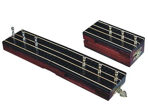 Supreme Travel Folding Cribbage Board in Ebony / Maple 10" - 2 Tracks