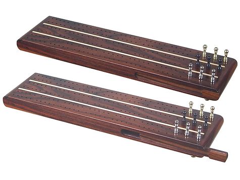 Sovereign Flat Cribbage Board in Rosewood / Maple 13" - 3 Tracks