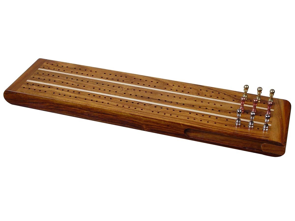 Maple 10" 2 Tracks Sovereign Flat Cribbage Board in Rosewood 