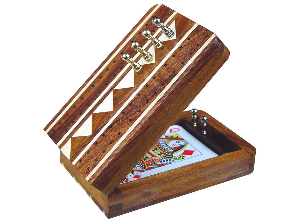 Monarch Folding Cribbage Board And Box In Golden Rosewood Maple