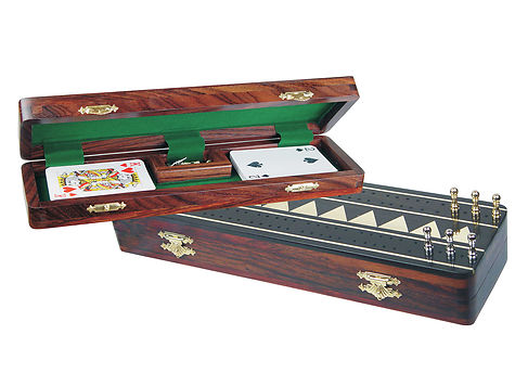 Monarch Cribbage Board & Box in Ebony / Maple 12" - 2 Tracks