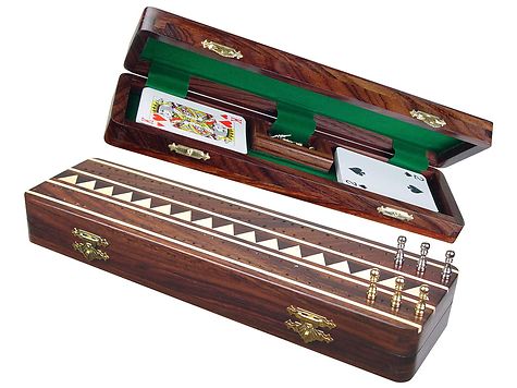 Monarch Cribbage Board & Box in Rosewood / Maple 12" - 2 Tracks