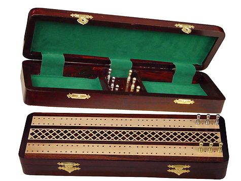 Royal Cribbage Board & Box in Rosewood / Maple 12" - 2 Tracks