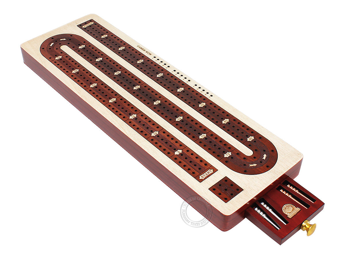 3 Track Continuous Cribbage Board Inlaid In Bloodwood Maple Wood ...