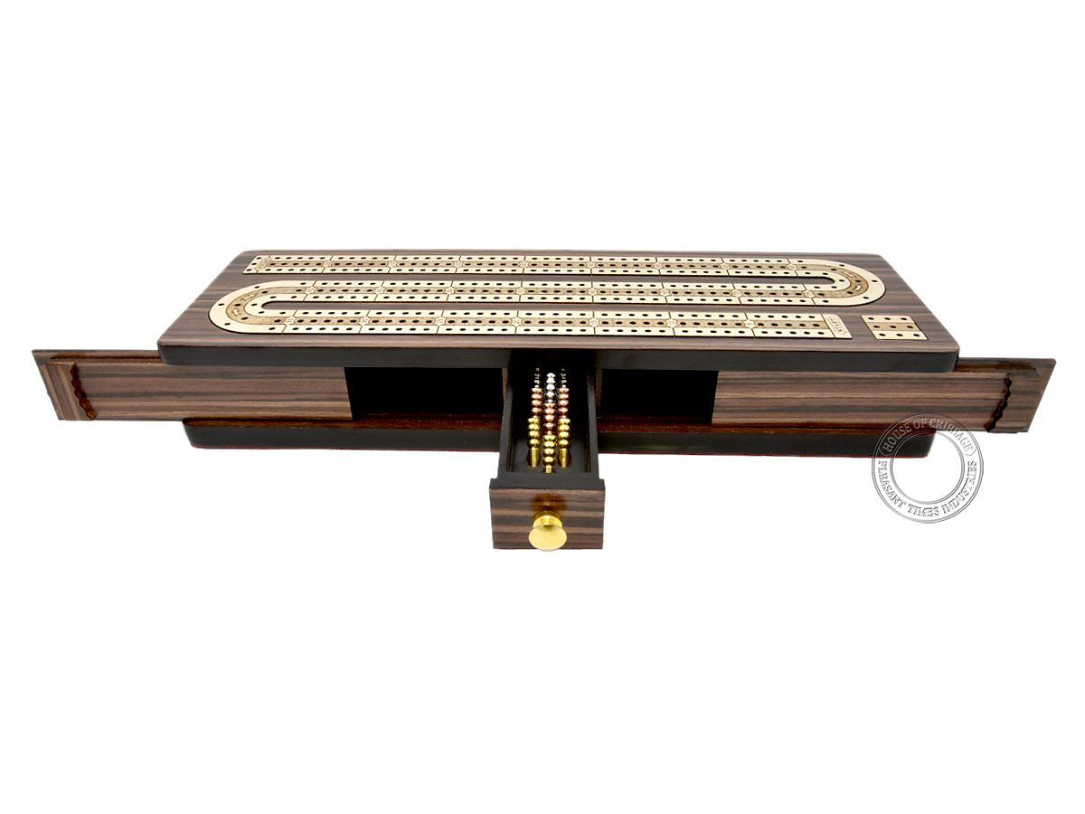 Continuous Cribbage Board Box Inlaid In Rosewood Maple 12 Inch