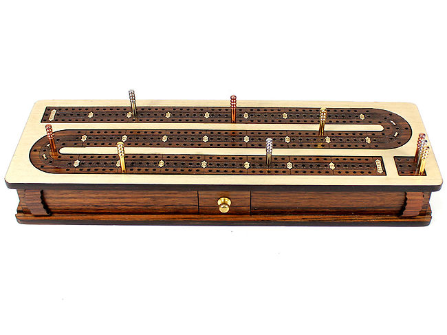 Continuous Cribbage Board Box Inlaid Rosewood 3 Tracks On Maple