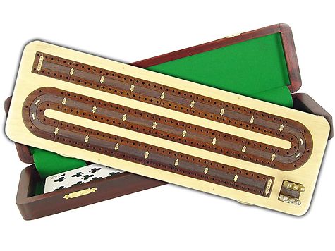 Continuous Cribbage Board in Maple / Rosewood : 2 Tracks :: 12"