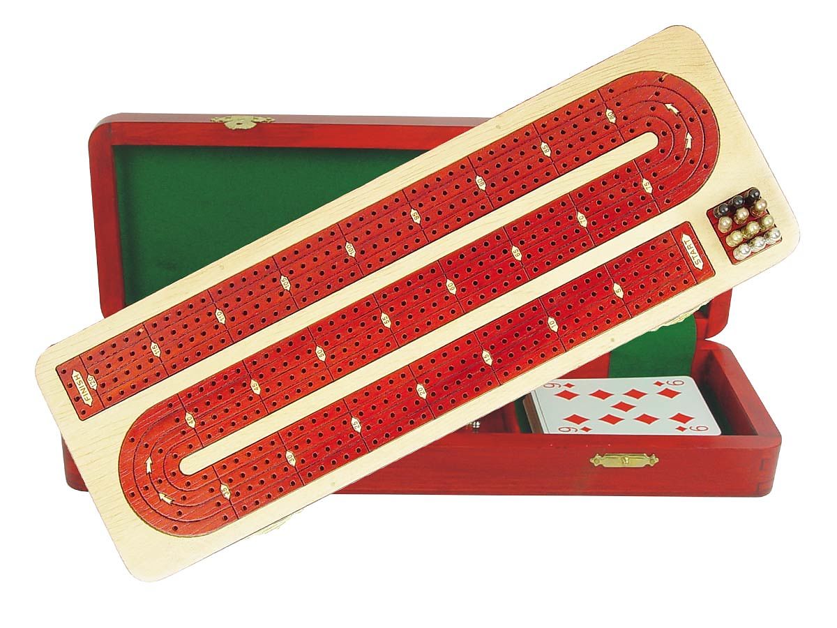 Continuous Cribbage Board Inlaid With Maple Bloodwood 14inch 4 Tracks