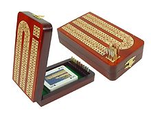 Continuous Folding Cribbage Board - 3 Tracks inlaid with Blood Wood / Maple