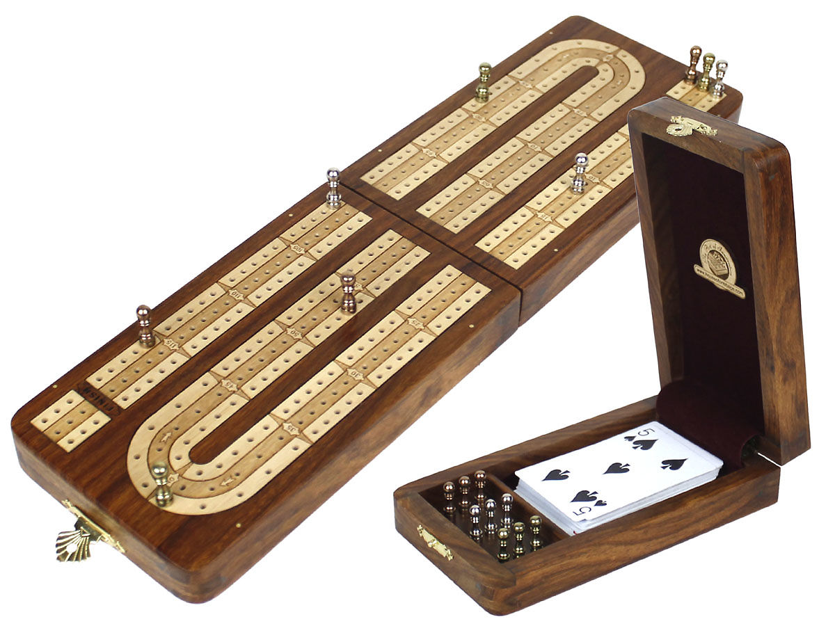 Continuous Folding Cribbage Board 3 Tracks Inlaid With Golden