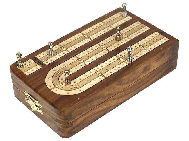 Continuous Folding Cribbage Board 3 Tracks Inlaid With Golden