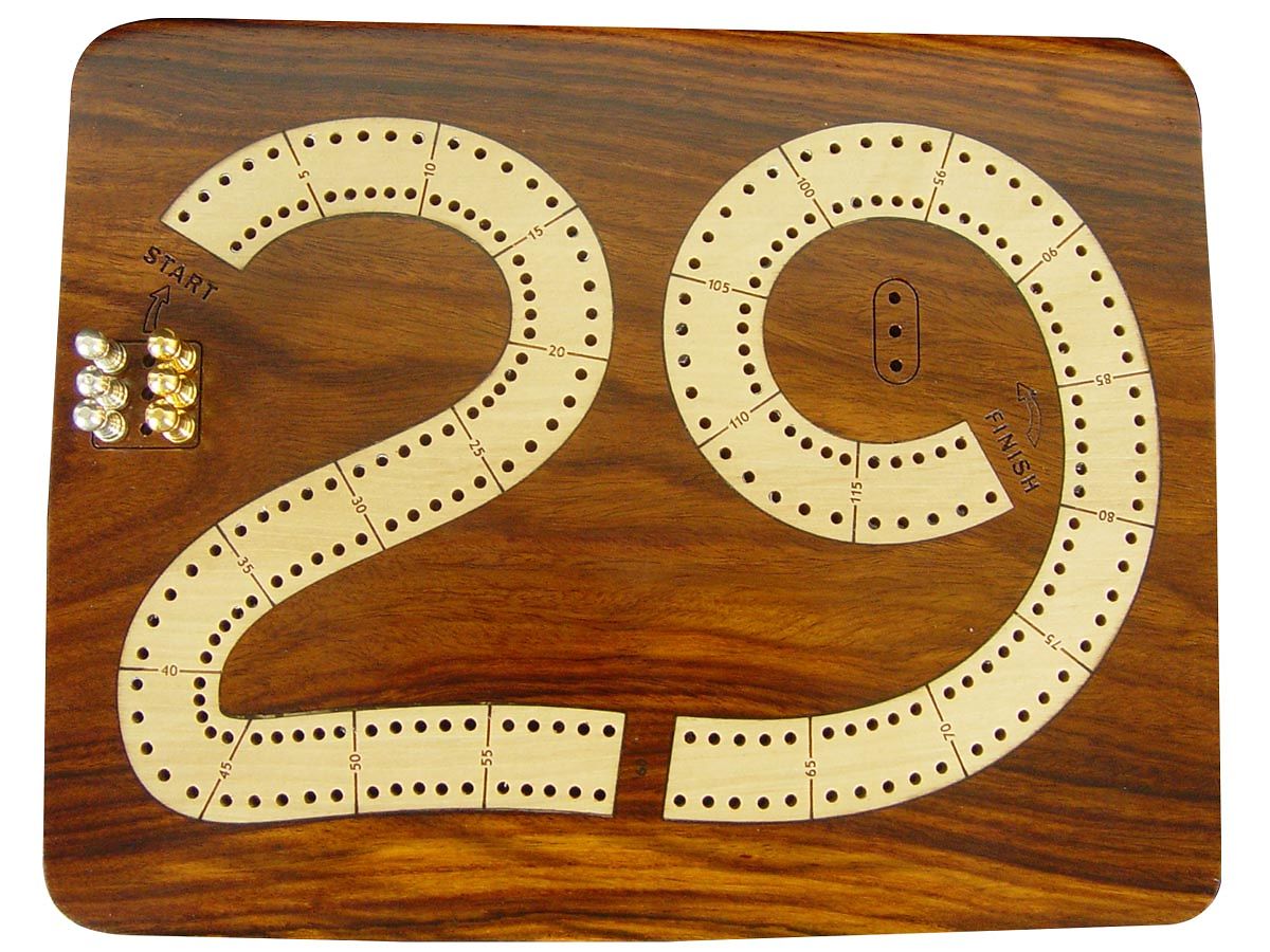 29-cribbage-board-flat-box-maple-inlaid-on-golden-rosewood-ground-9inch-x-7inch-2-tracks