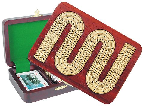 Zig Zag Shape Cribbage Board inlaid with Blood Wood / Maple - 3 Tracks