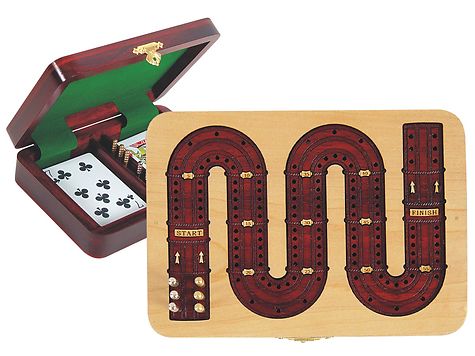 Cribbage Board Zig Zag Shape 2 Tracks inlaid with Maple / Blood Wood