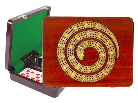 Snake Shape Continuous Cribbage Board Bloodwood 3 Trks  