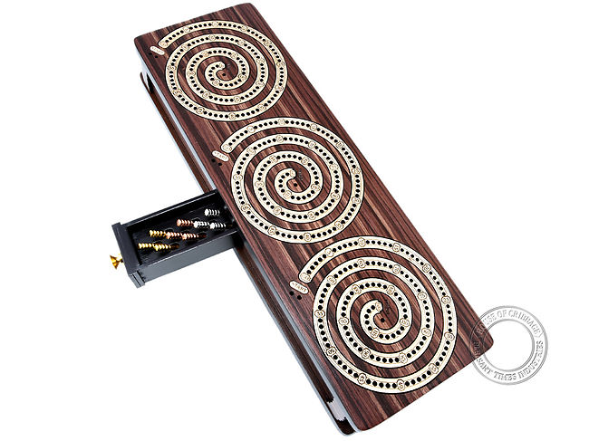 Classic 3D Compass Rose Cribbage Board With Pegs 