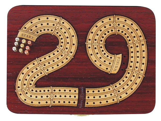 3 Player 29 Cribbage Board in Wood
