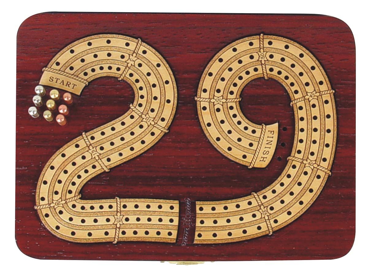 Cribbage Board In 29 Shape Digits Inlaid In Blood Wood Maple