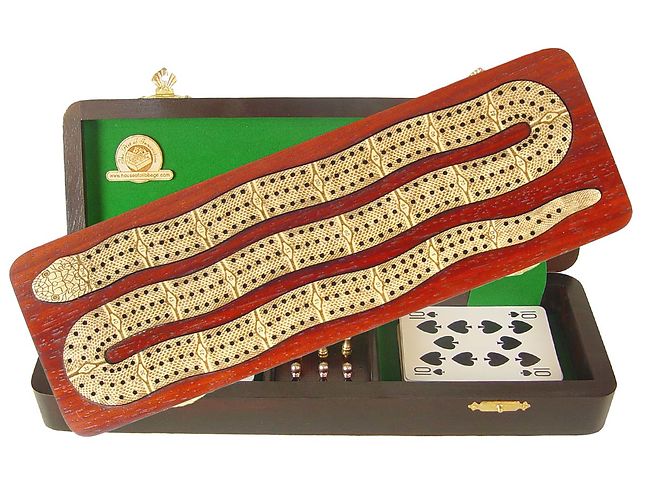 Snake Shape Continuous Cribbage Board Inlaid With Bloodwood