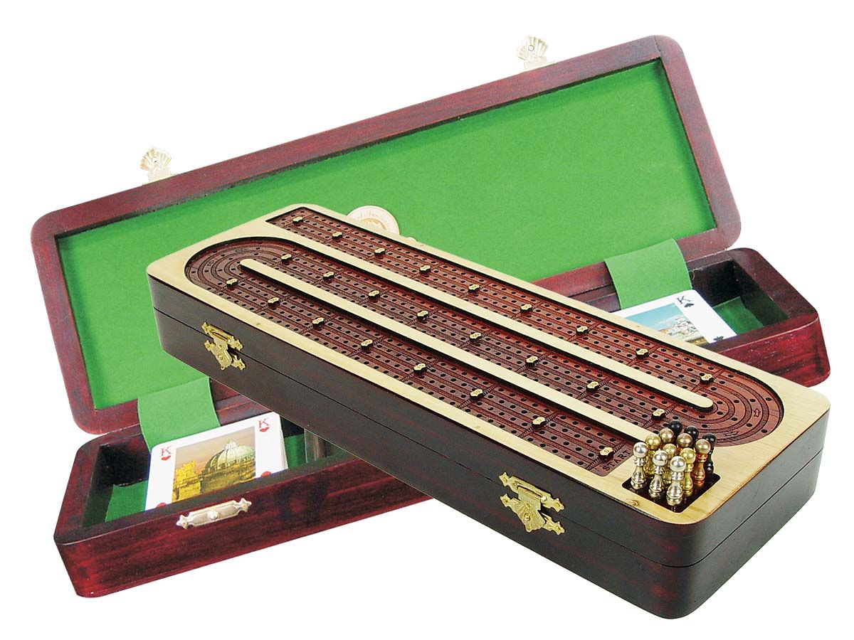 Continuous Cribbage Board Inlaid With Maple Bloodwood 4 Tracks 14inch