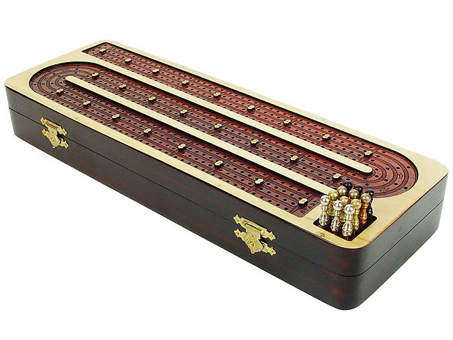 Continuous Cribbage Board Inlaid With Maple Bloodwood 4 Tracks 14inch