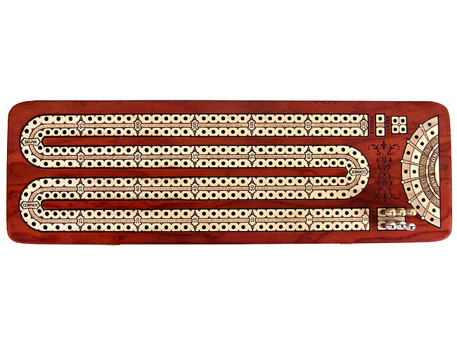 Continuous Cribbage Board Inlaid With Bloodwood Maple 2 Tracks