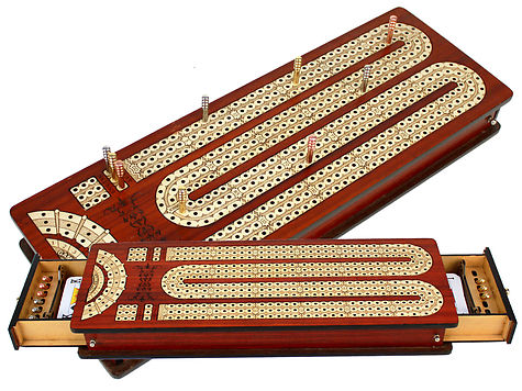 Continuous Cribbage Board Box Inlaid Rosewood 3 Tracks On Maple