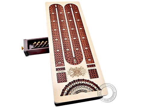 Continuous Cribbage Board Box Inlaid In Rosewood Maple 12 Inch 3