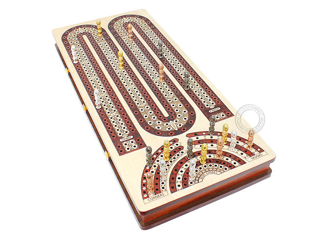 Jumbo Cribbage Board Inlaid White Maple Blood Wood Continuous 4