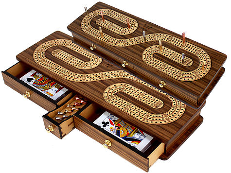 Continuous Cribbage Board Box Inlaid Rosewood 3 Tracks On Maple