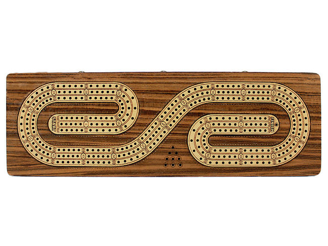 Maple Alphabet S Shape Inlai Continuous Cribbage Board Inlaid with Teak Wood 