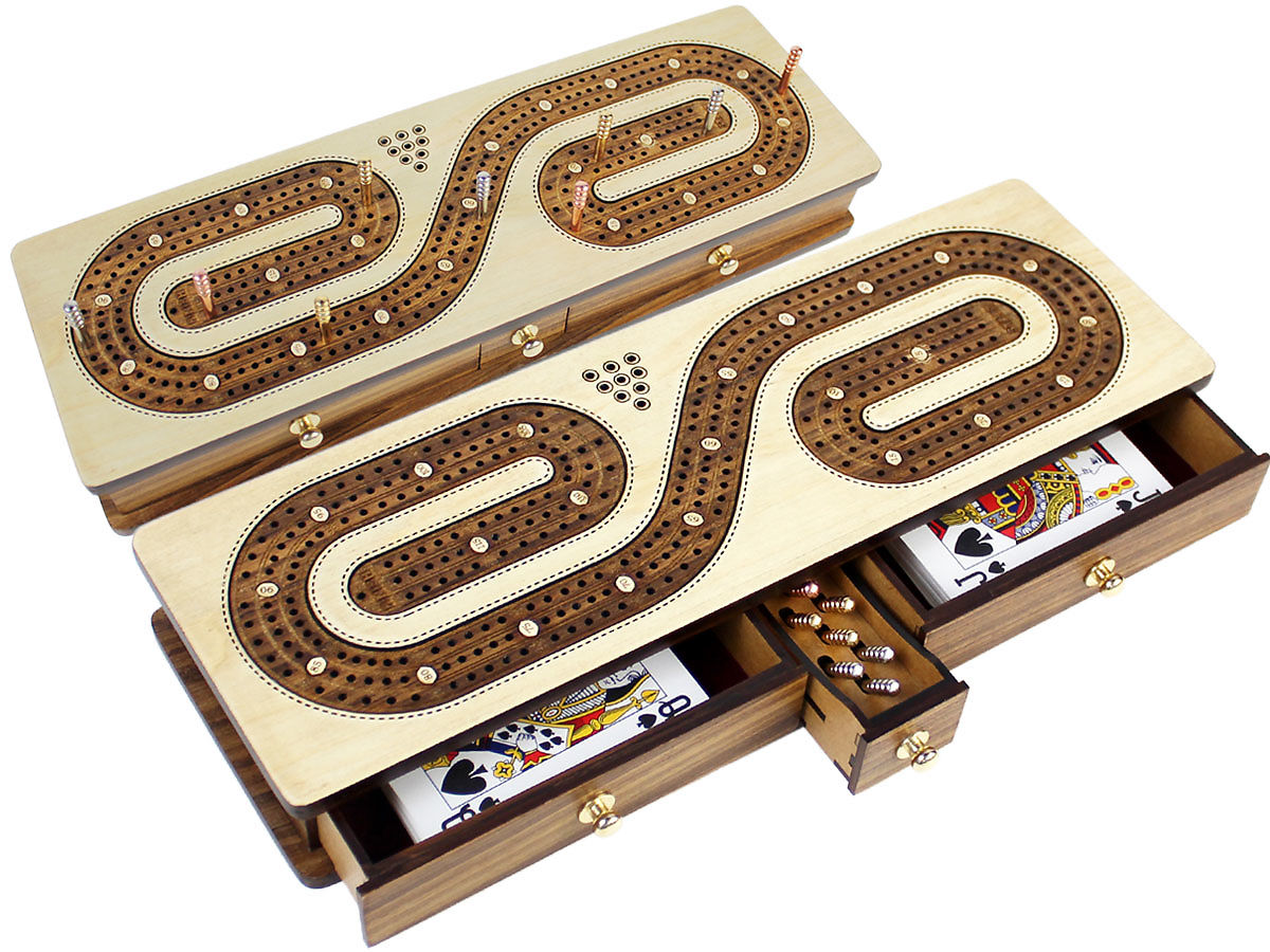 Continuous Cribbage Board Inlaid With Maple Teak Wood Alphabet S Shape
